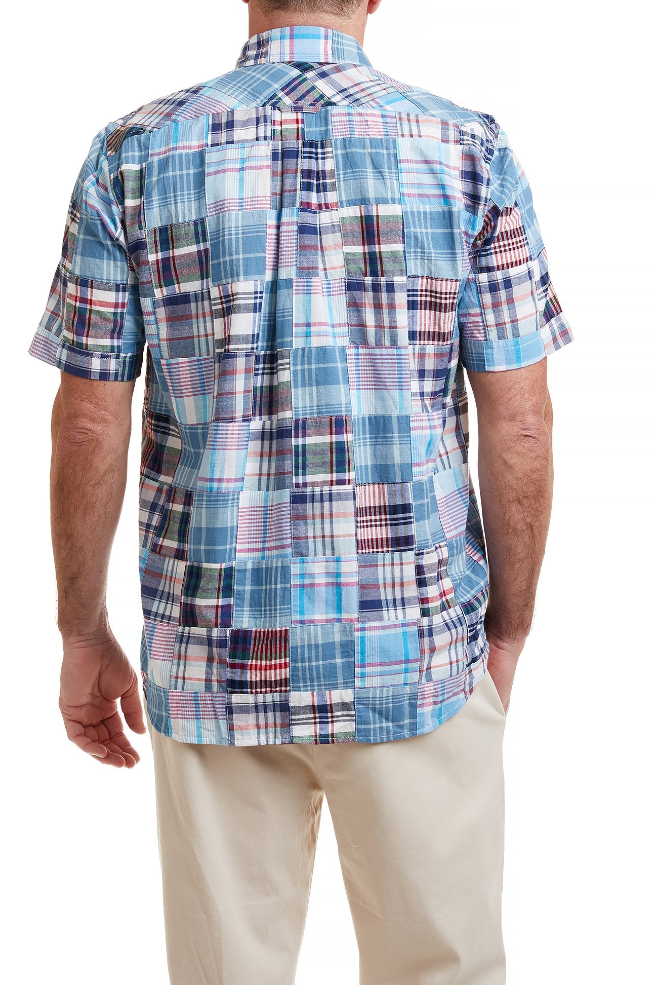 Chase Short Sleeve Shirt with Seapoint Patch Madras Print - Casual Summer Wear for Men | Perfect for Beach Outings and Weekend Getaways