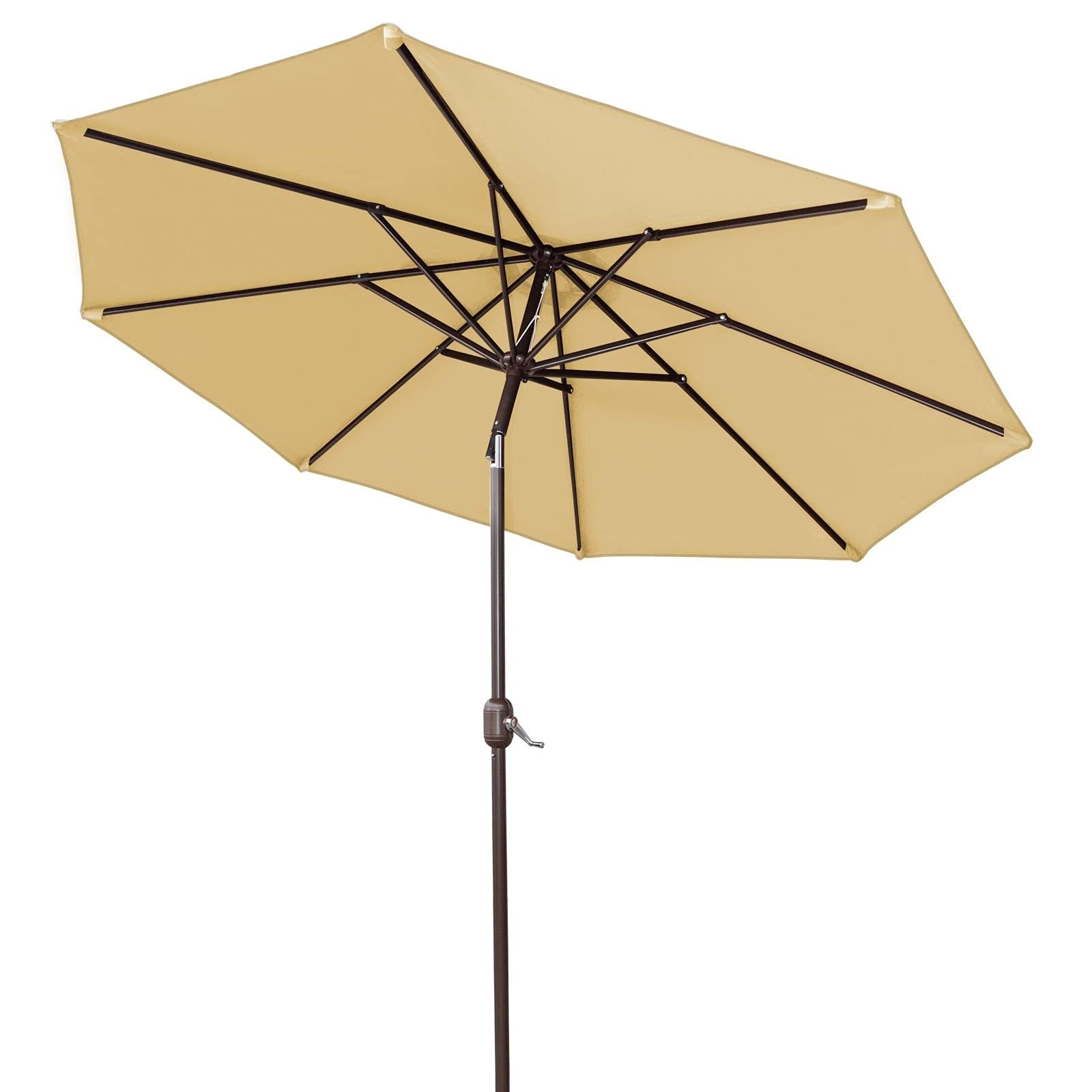 BenefitUSA 9 Ft Outdoor Patio Umbrella with Auto Tilt & Crank - Aluminum Frame, 8 Ribs & Polyester Cover (Beige) - Perfect for Poolside, Backyard, and Beach Shade