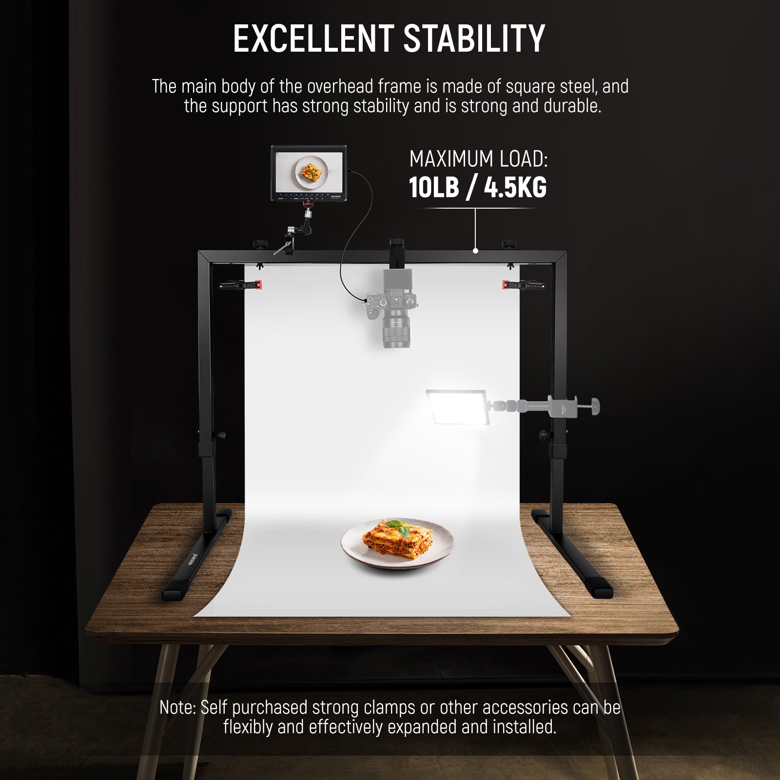 NEEWER ST100 Overhead Camera Mount Rig - Adjustable 360° Swivel Arm for DSLR, Mirrorless & Smartphone - Perfect for YouTube, TikTok, Cooking & Unboxing Videos