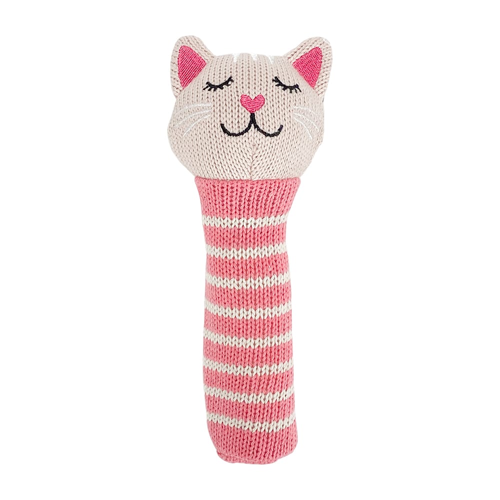 Annabel Trends Handmade Knit Kitten Rattle Toy - Soft Baby Shower Gift & Sensory Toy for Newborns & Infants (Perfect for Nursery Decor, Early Learning & Playtime)
