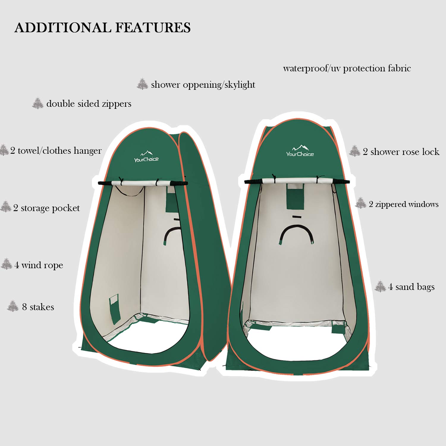 6.89FT Oversized Pop Up Privacy Tent for Camping - Portable Shower Changing Room & Toilet Tent | Ideal for Outdoor Bathroom, Beach, Festival & Backpacking