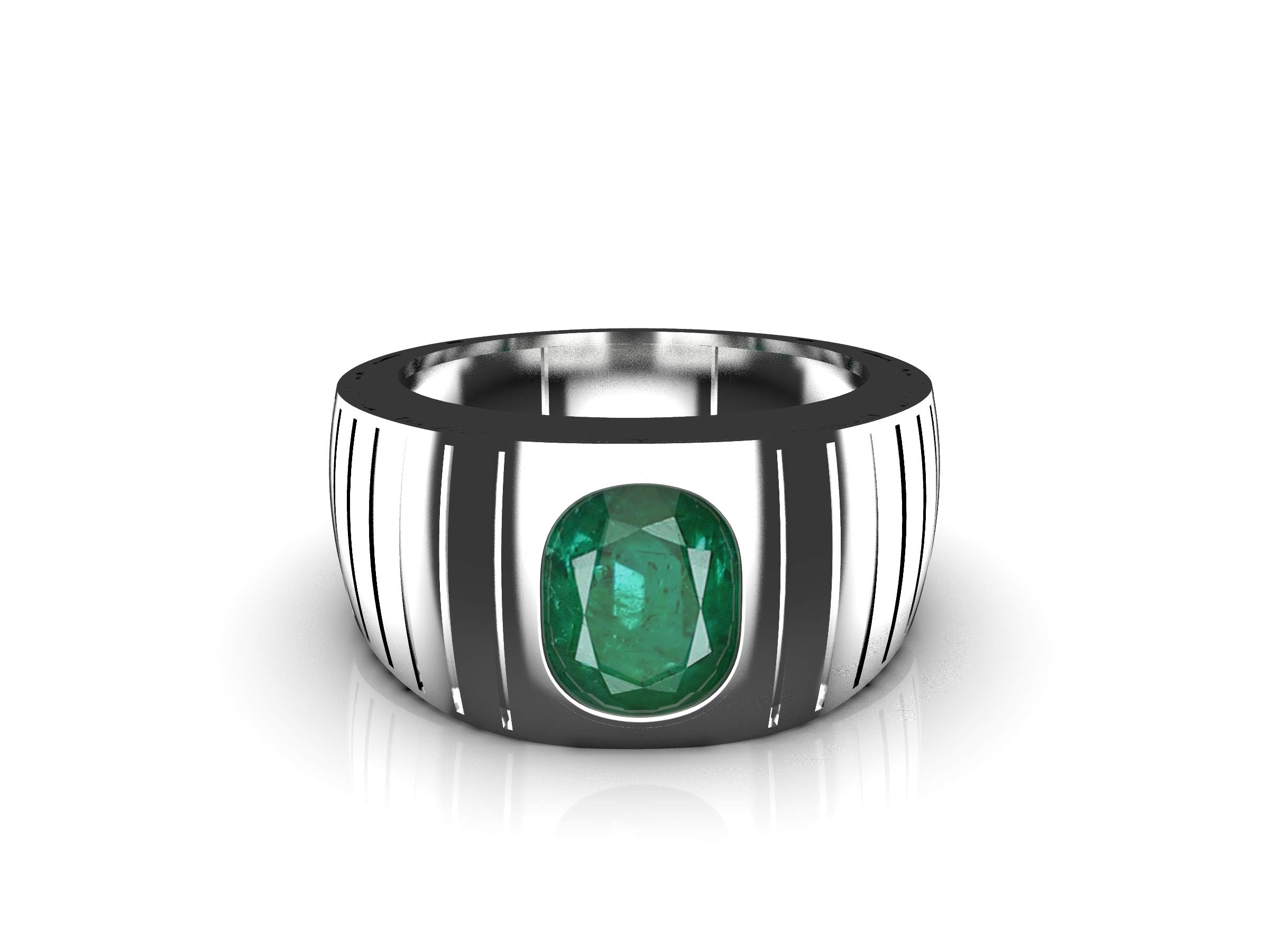 Natural Emerald Men's Engagement Ring - 14K Gold/Platinum Wedding Band for Him, Anniversary Gift for Husband, Boyfriend - Perfect for Proposals & Special Occasions