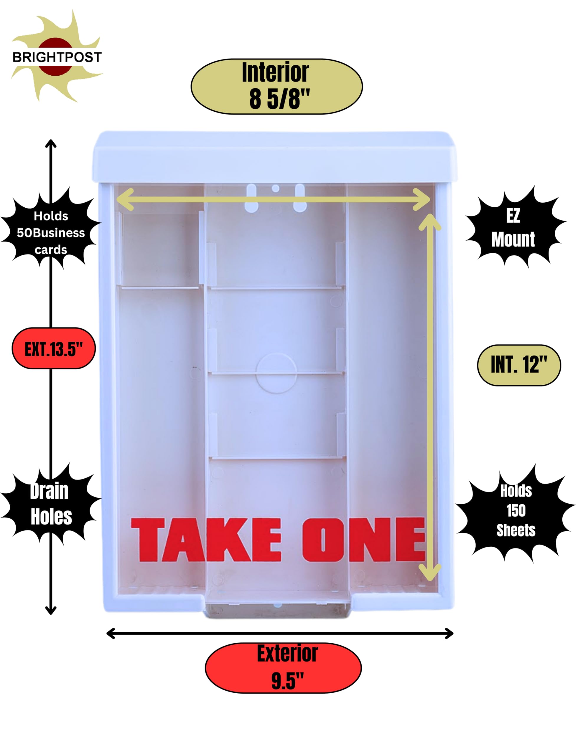 White Snap Shut Brochure Box - Durable Outdoor Flyer Holder for Realtors - Real Estate Marketing Supplies - Perfect for Open Houses, Property Listings & Business Promotions