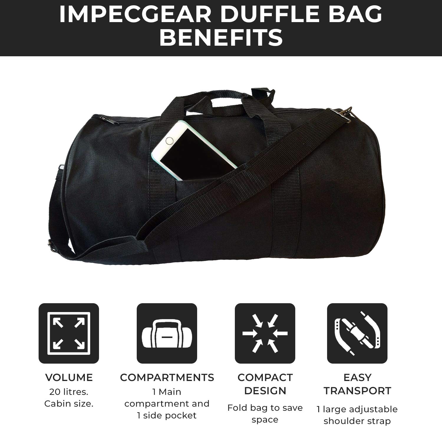 ImpecGear Round Duffel Bag for Sports Equipment - Waterproof Gym Bag for Travel, Workout & Team Sports | Perfect for Gym, Soccer, Basketball & Weekend Getaways