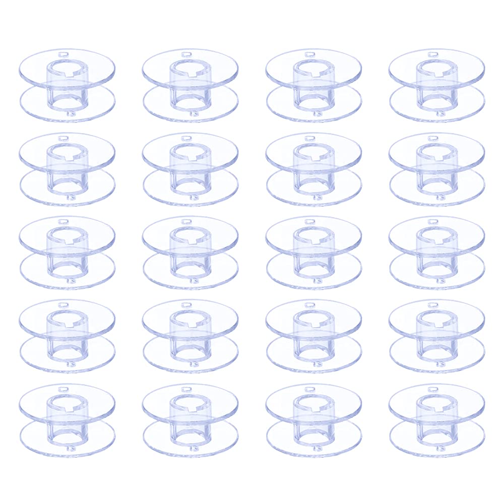 Hekisn 20-Pack Transparent Class 15 Sewing Machine Bobbins SA156 - Compatible with Brother Embroidery & Sewing Machines - Perfect for Quilting, Dressmaking & Craft Projects