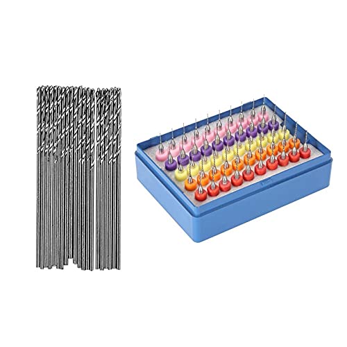 20 Pcs 0.5mm Straight Shank Metal Spiral Twist Drill Bits & 50 Pcs Mini Drill Bit Set in Protective Case - Perfect for PCB, Jewelry Making, and Precision Metal Drilling