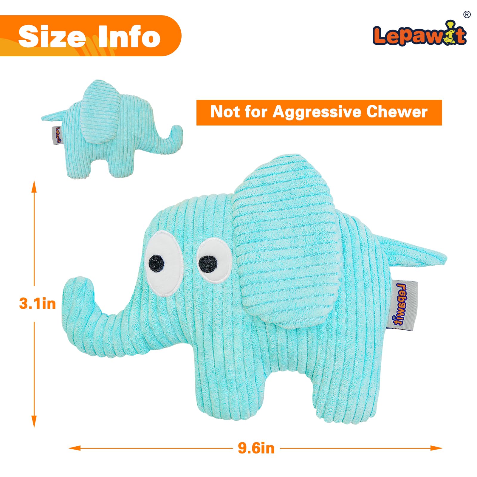 Durable Squeaky Dog Toys for Small & Medium Dogs - Soft Plush Elephant Chew Toy with Non-Shedding Material - Perfect for Indoor Play & Interactive Training Sessions