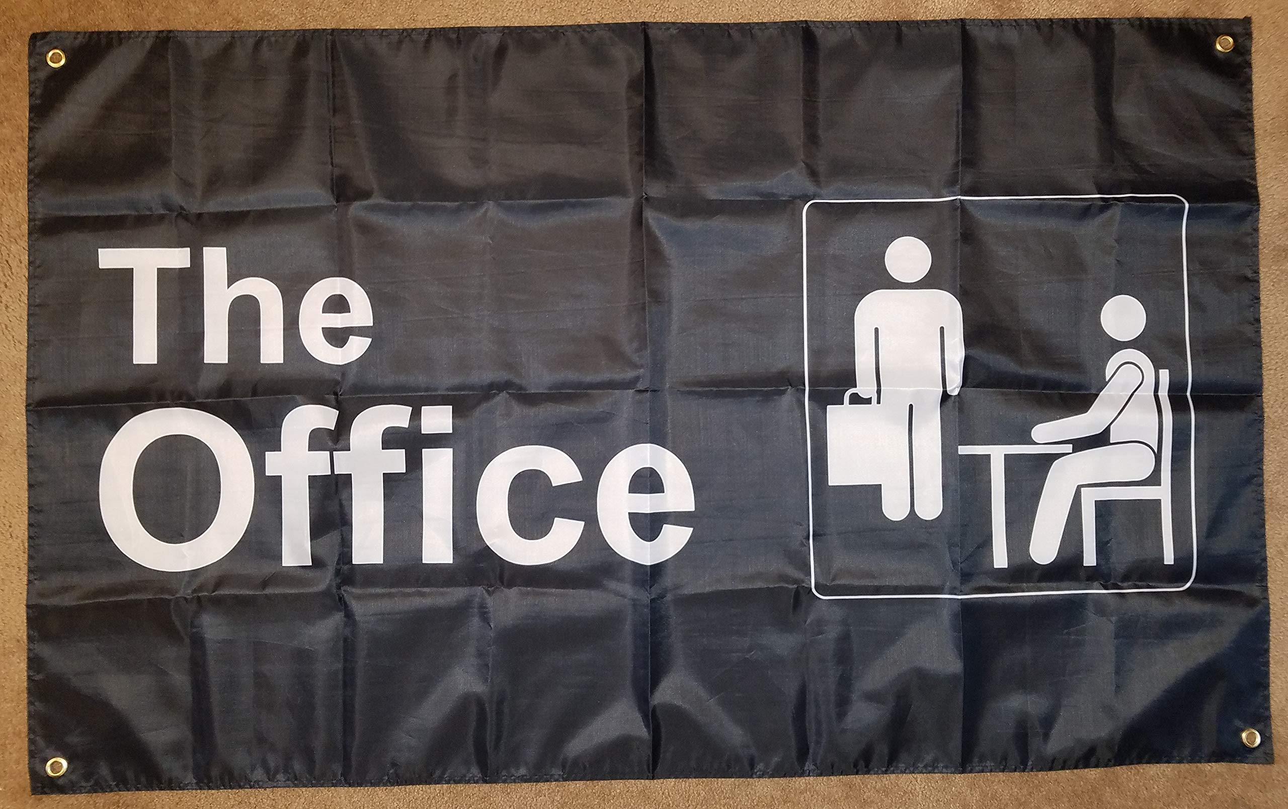 The Office Logo Funny TV Show Motivational Flag - 3x5 Feet Inspirational Wall Decor for Office, Gym & Dorm Room - Easy Hanging with 4 Grommets - Perfect for Fans, Parties & Home Decor