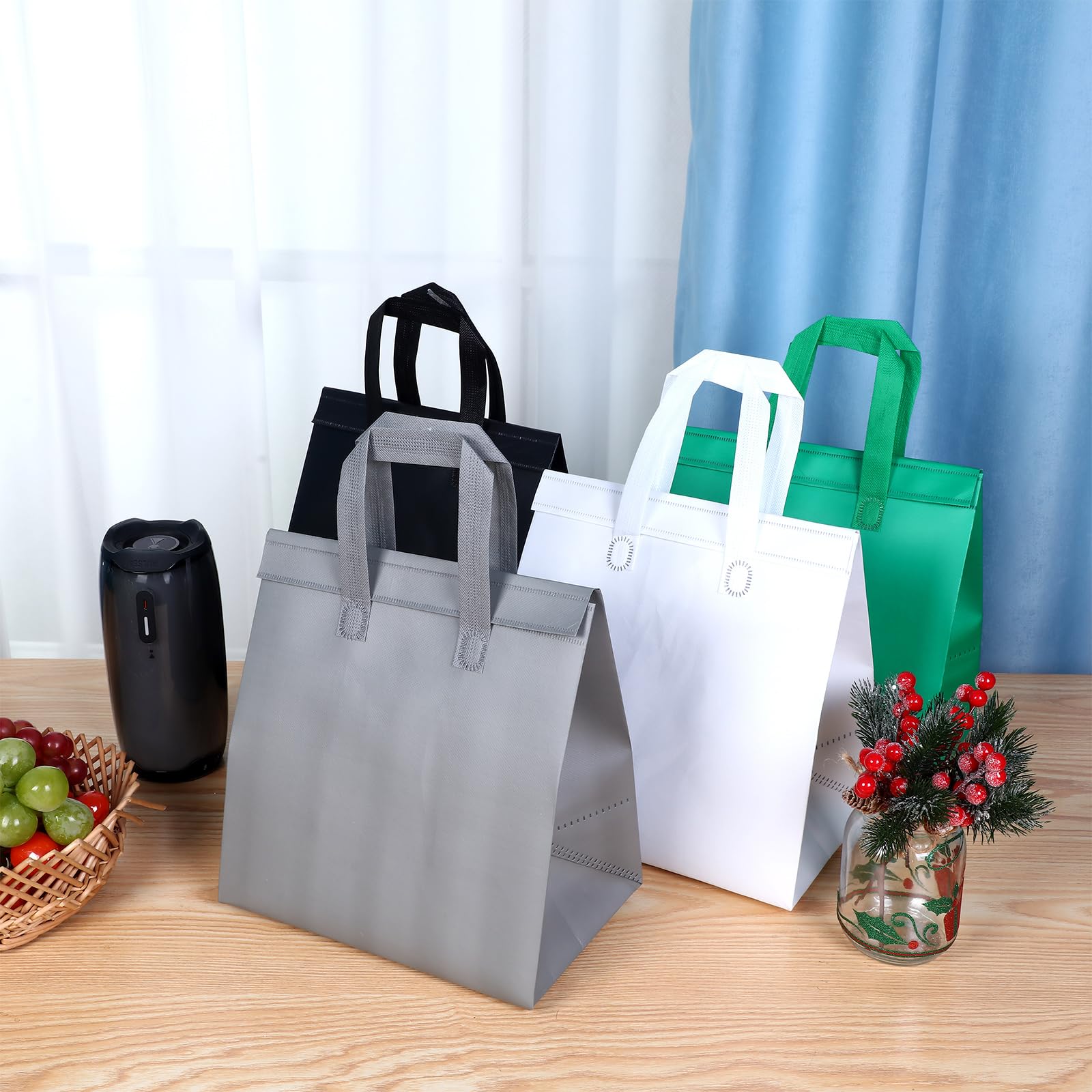 200 Pcs Insulated Take Out Bags Bulk - Thermal Food Delivery Bags 10.24x11.02x6.69 Inch for Grocery, Lunch, Hot & Cold Food - Disposable Shipping Cooler Bags (Colored) - Perfect for Restaurants, Catering & Meal Prep Services