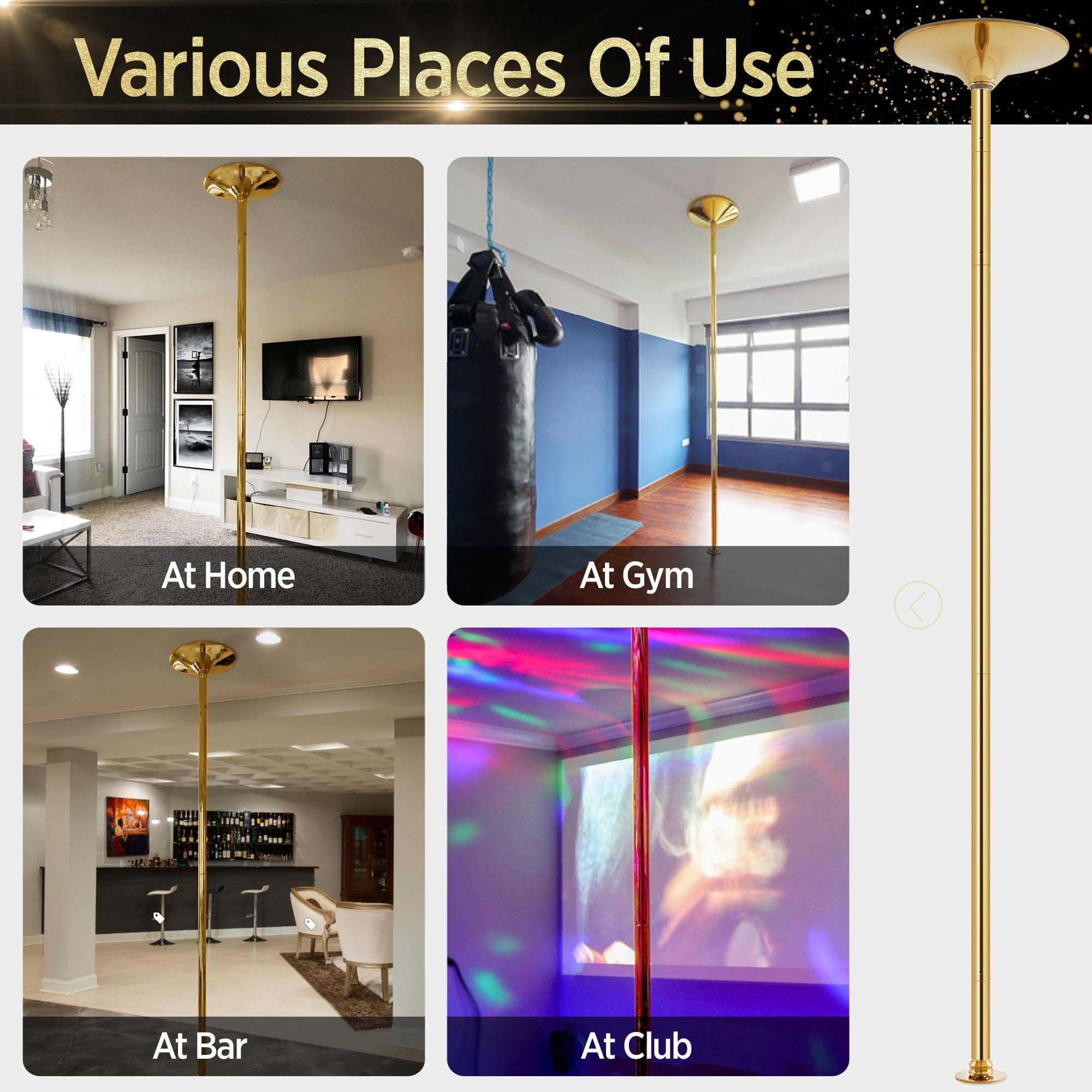 Yaheetech Adjustable Dance Pole for Home, Club, Bar & Gym - 44.5-108.3