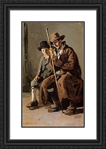 Black Ornate Wood Frame with Double Matting