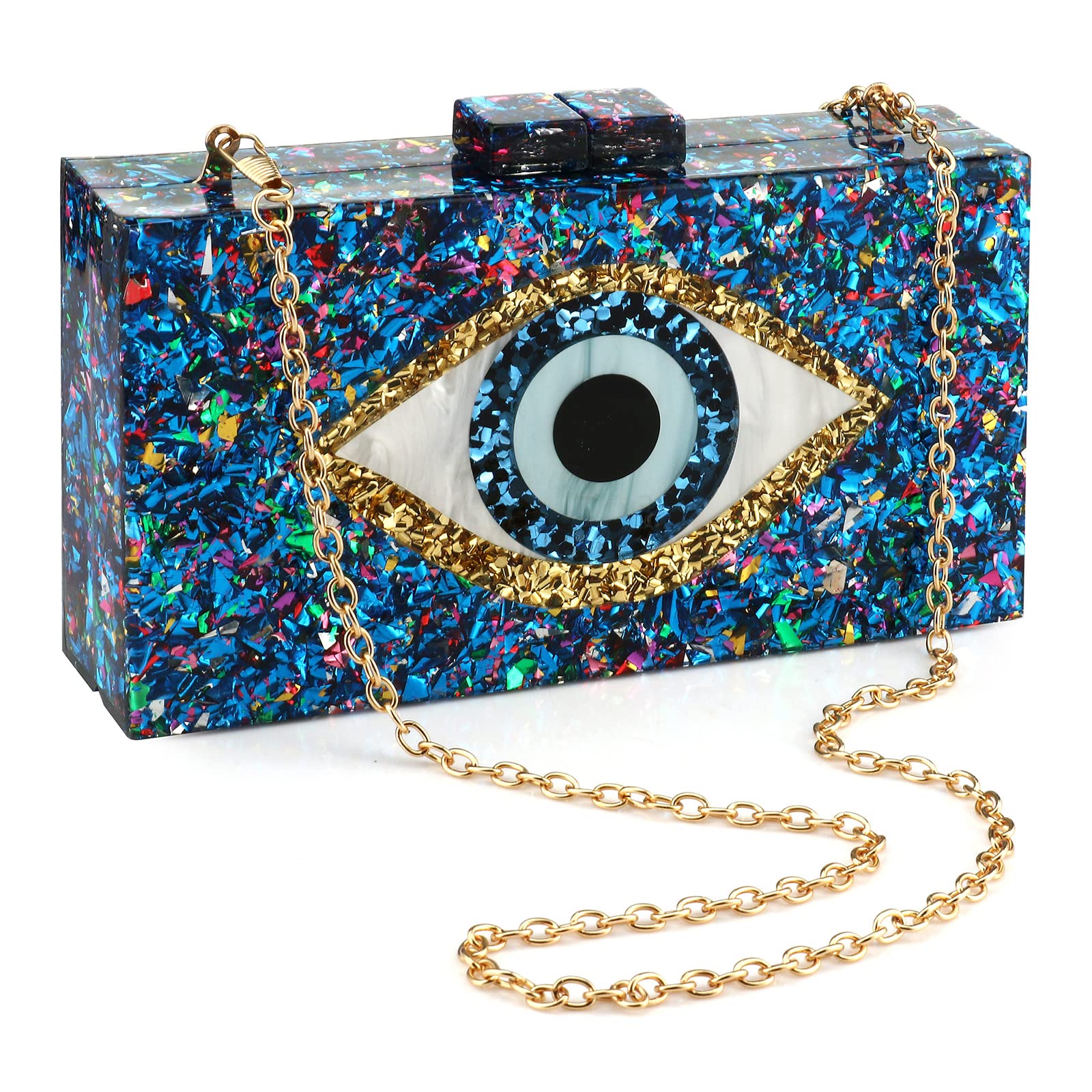 Stylish Acrylic Clutch Purse for Women - Glitter Evening Bag in Multicolor - Elegant Perspex Box Clutch & Crossbody Handbag - Perfect for Parties, Weddings, and Special Occasions