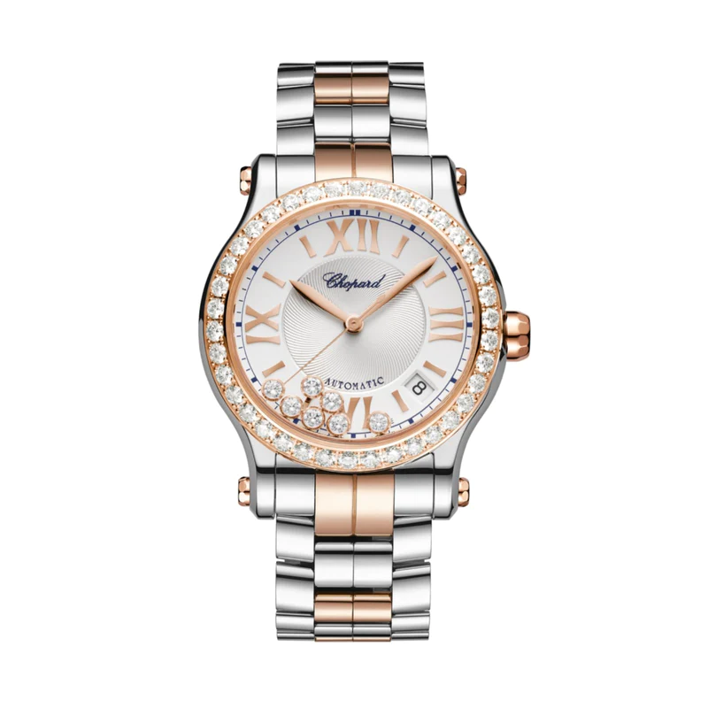 Chopard Happy Sport Ladies Watch - 18k Rose Gold & Stainless Steel with Diamonds - Luxury Women's Timepiece for Business, Parties & Special Occasions