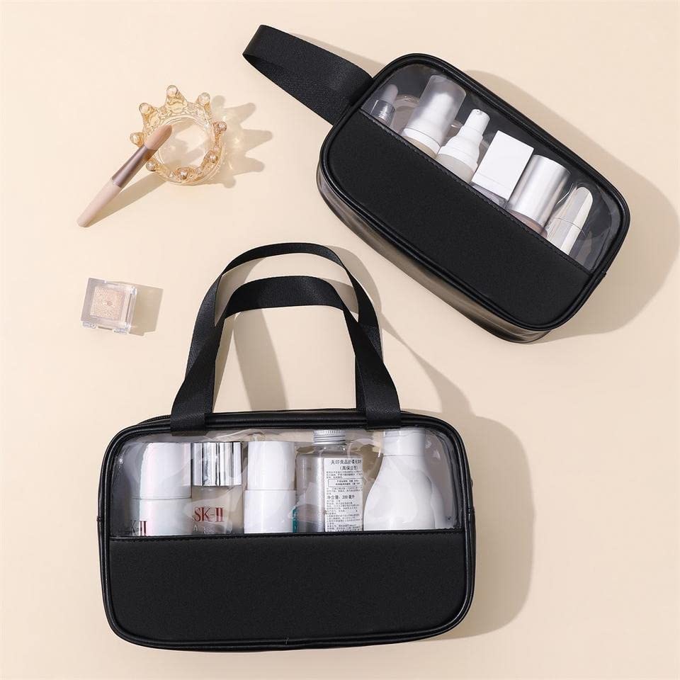 Lightning Hammerz Clear Transparent Makeup Pouch Set (3-Piece) - Waterproof Cosmetic Organizer & Travel Toiletry Storage Bags for Women & Girls - Perfect for Travel, Gym, and Daily Essentials Organization