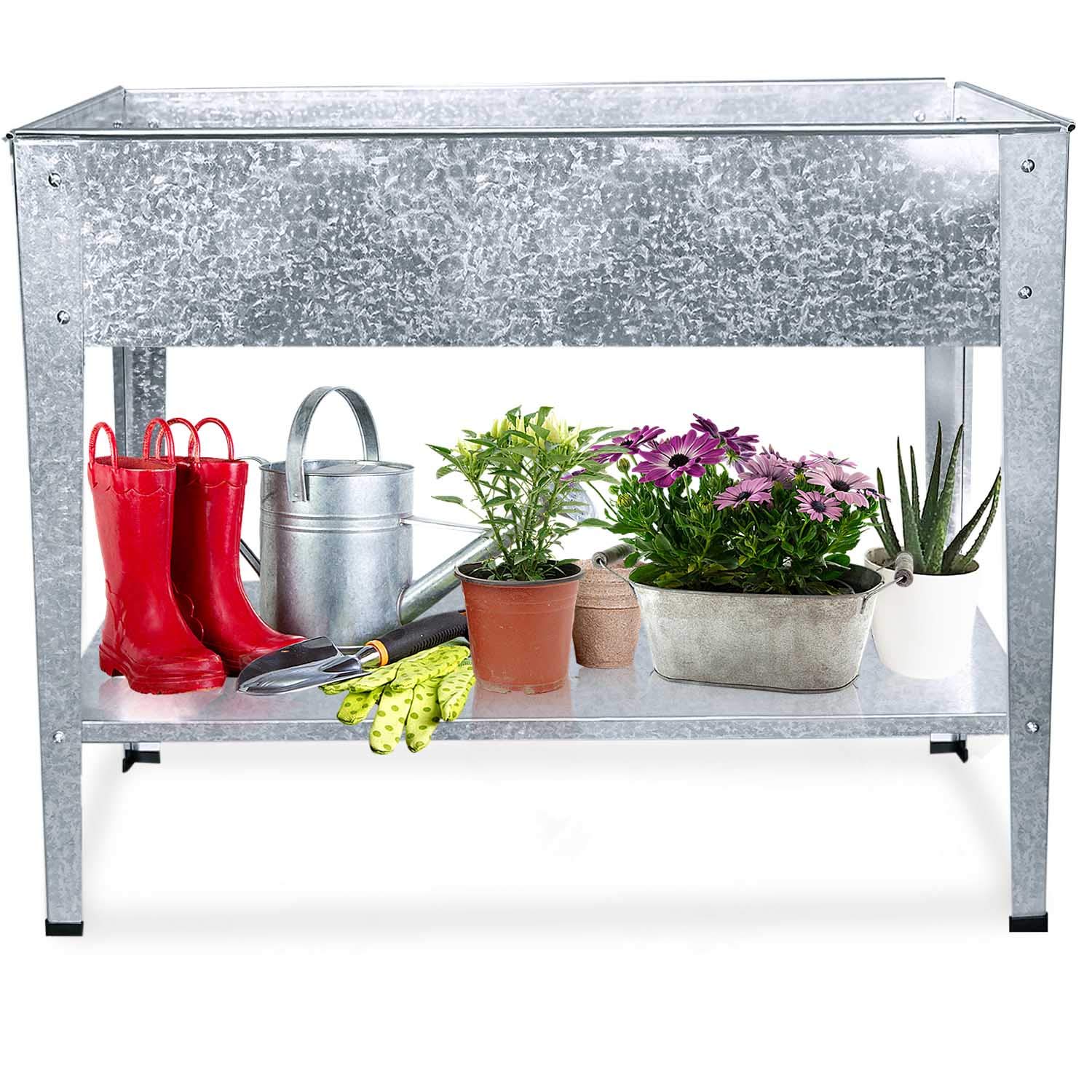 Galvanized Steel Raised Garden Bed with Legs - Elevated Planter Box for Vegetables, Herbs, Flowers - Outdoor Patio, Balcony, Apartment Gardening - Durable Metal Container for Urban & Small Space Gardening