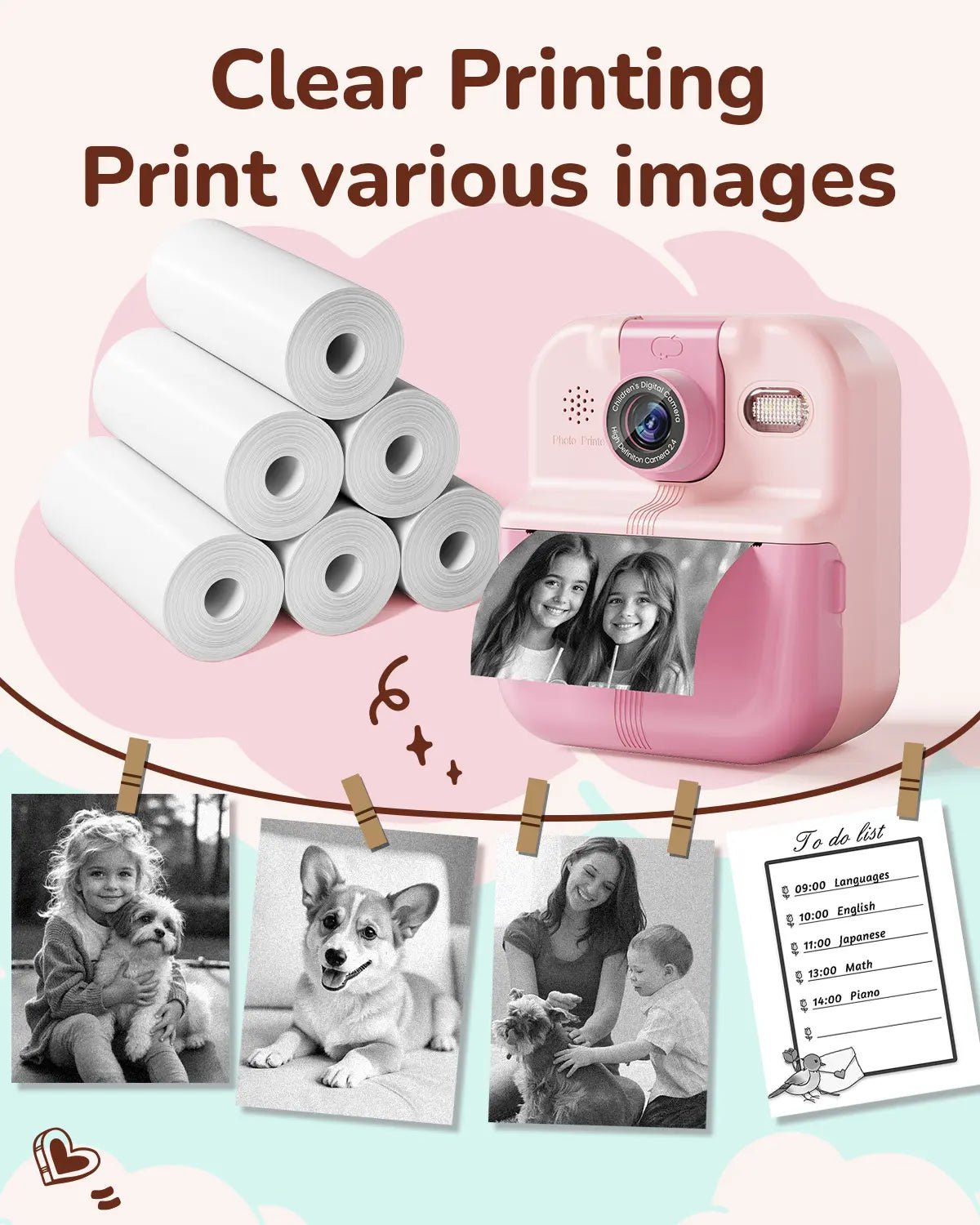 Phomemo 56mm White Thermal Paper Rolls for P02 Instant Camera - Compatible with Receipt Printers, POS Systems & Label Makers - Ideal for Retail, Shipping & Home Office Use