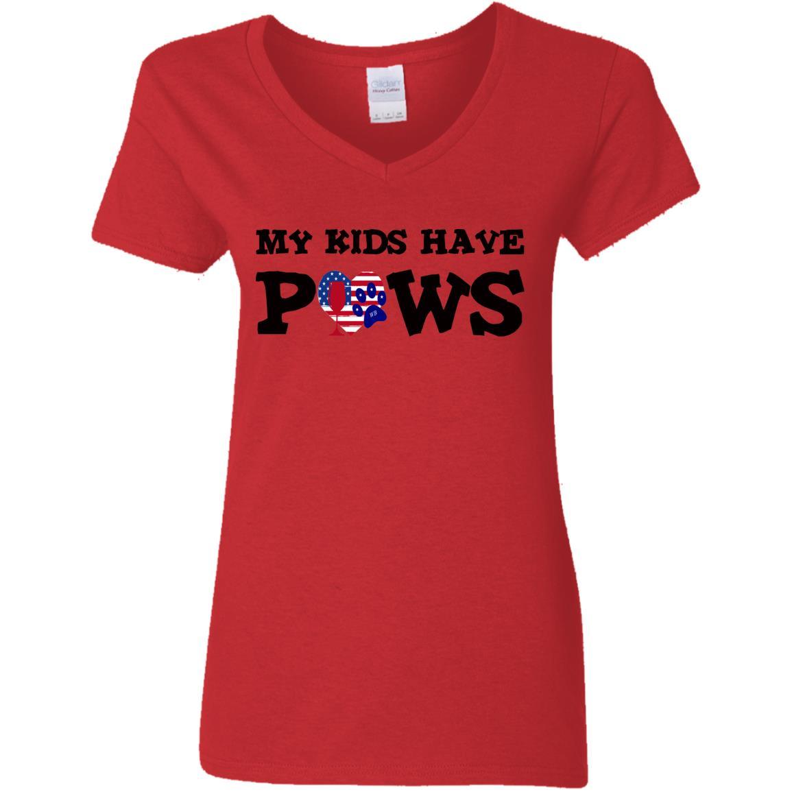 My Kids Have Paws Women's 5.3 oz V-Neck T-Shirt - Comfortable Pet Lover Tee for Casual Wear & Dog Mom Outfits