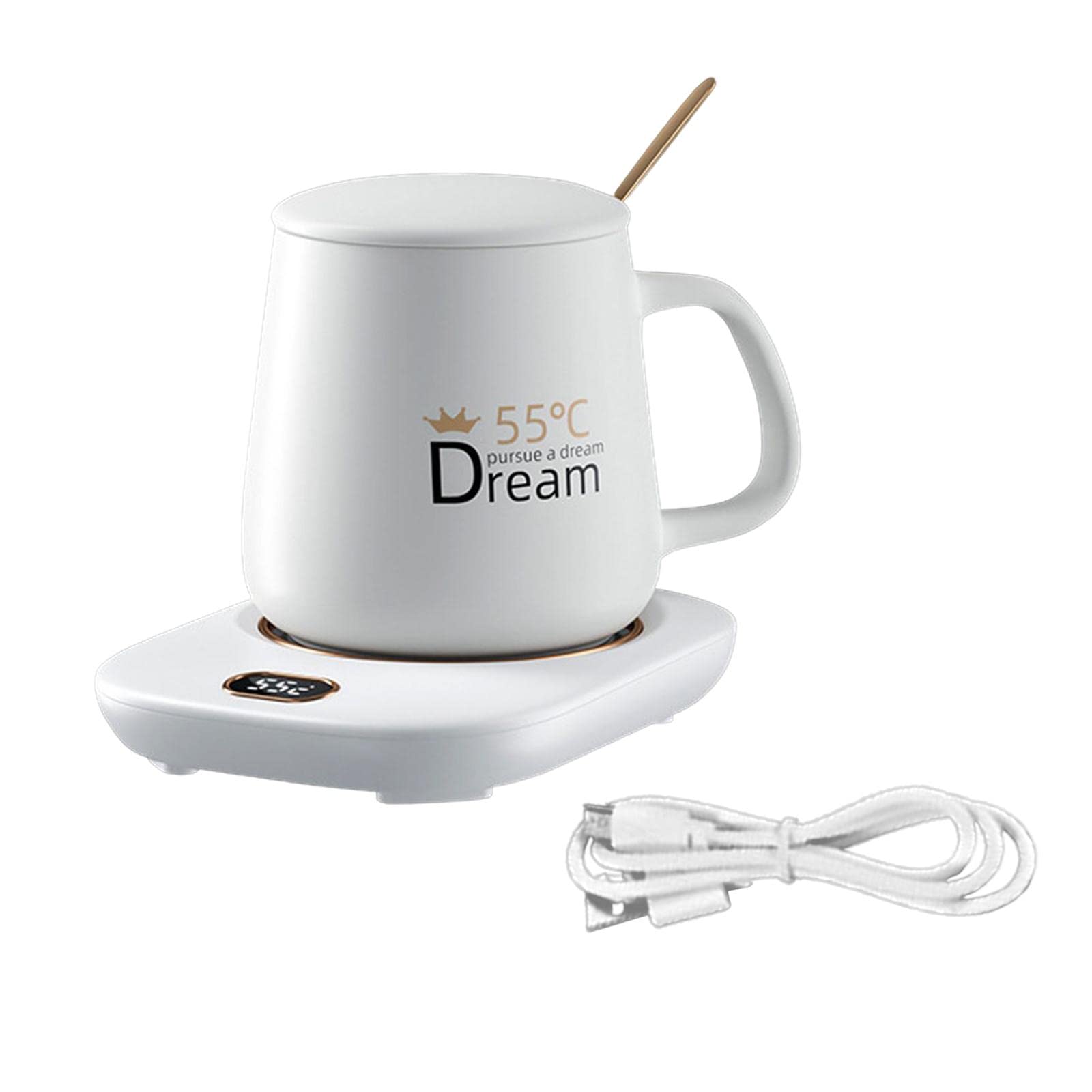 Colcolo USB Warmer Coaster - 3 Adjustable Temperature Settings, White Desktop Mug Warmer for Coffee, Tea & Hot Drinks - Perfect for Office, Home & Gift Giving