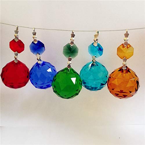 50 Sets 30mm Mixed Color Faceted Crystal Chandelier Balls - Octagon Beads & Prism Suncatcher Pendants for DIY Lighting, Home Decor, Wedding & Party Decorations