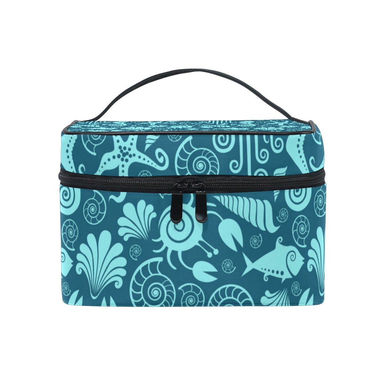 Cooper Girl Waterproof Sea Horse Cosmetic Bag - Travel Makeup Train Case & Storage Organizer for Beach, Pool, Gym & Vacation Essentials