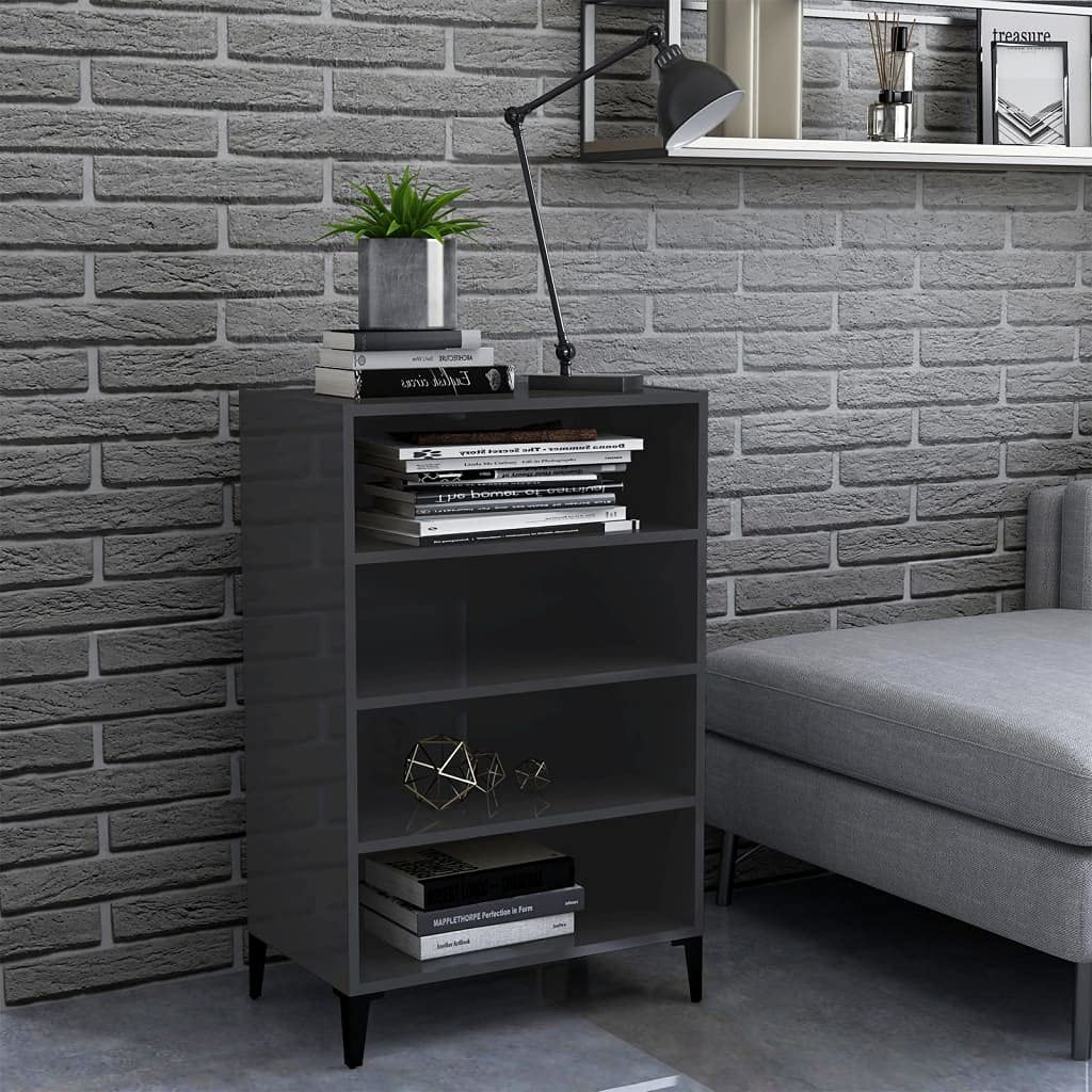 YEZIYIYFOB Modern Kitchen Storage Cabinet with Doors & Shelves - Buffet Pantry, Sideboard, Liquor Credenza, Hutch Console Table - High Gloss Gray (22.4