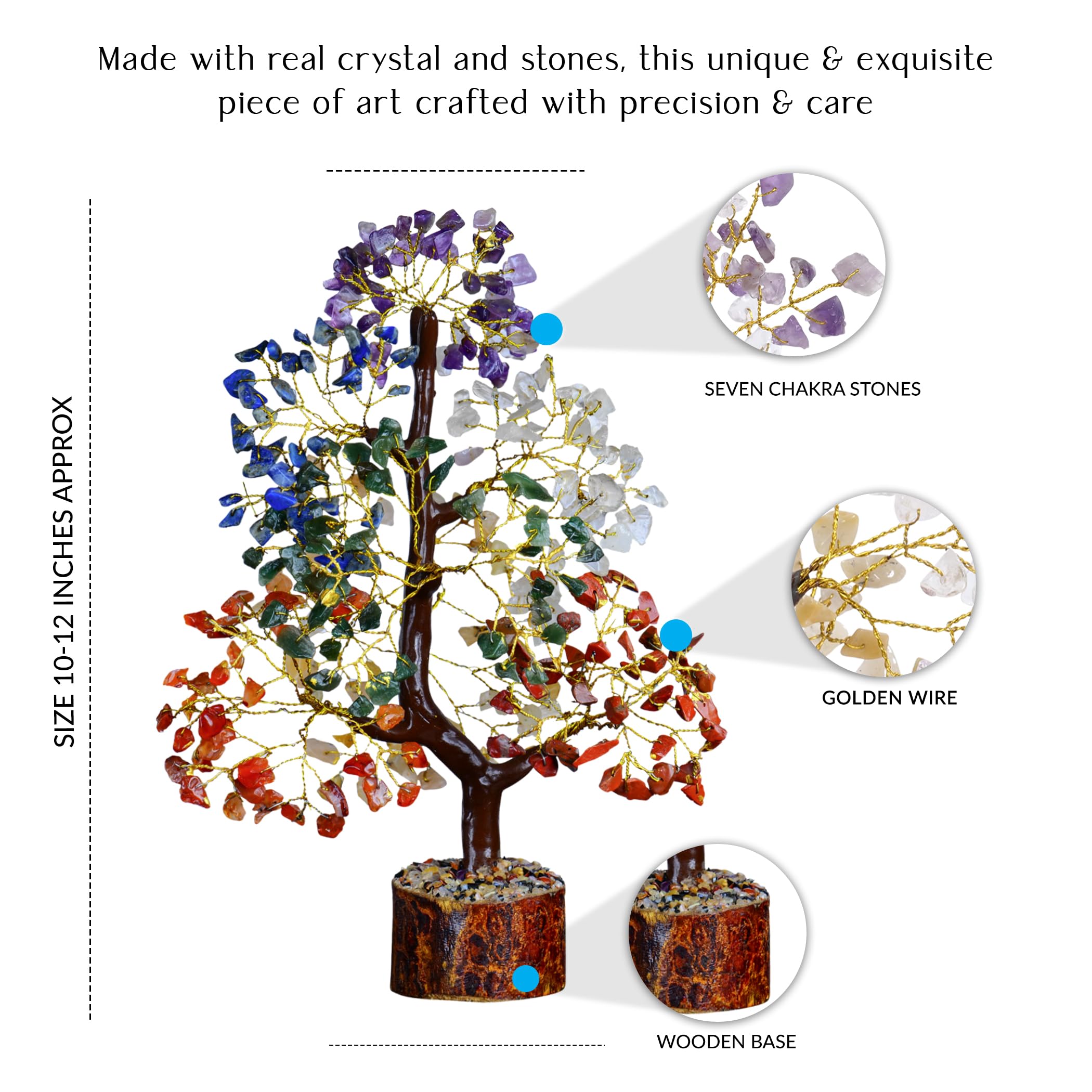 7 Chakra Tree of Life Decor with 300 Beads & Healing Crystals - Spiritual Meditation Accessories, Good Luck Office & Home Decor - Perfect Gift for Women, Housewarming, Birthday - Ideal for Yoga Studios, Meditation Spaces & Feng Shui Home Decor