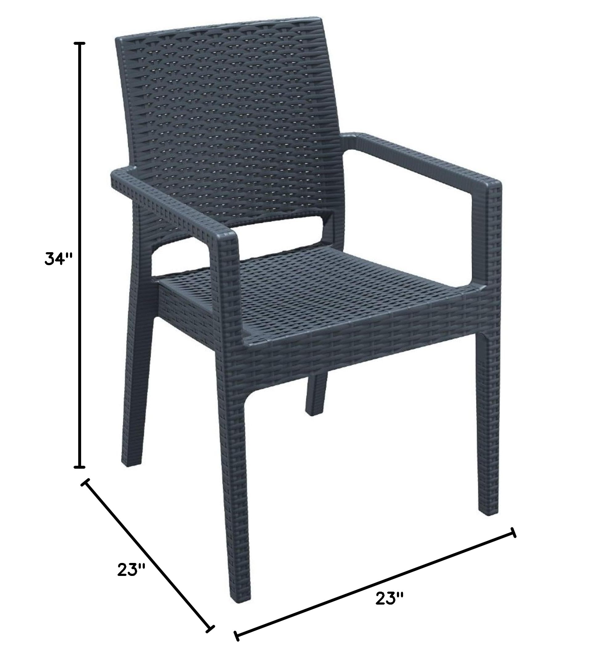 Dark Gray Compamia Ibiza Patio Dining Arm Chairs (Set of 2) - Outdoor Furniture for Garden, Poolside, and Backyard Relaxation