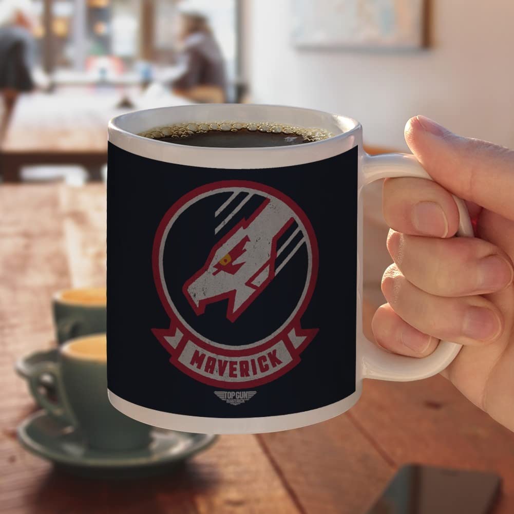 Top Gun: Maverick Patch Ceramic Coffee Mug - 11oz White Novelty Gift Mug for Coffee, Tea & Hot Drinks - Perfect for Movie Fans, Office Use & Home Decor