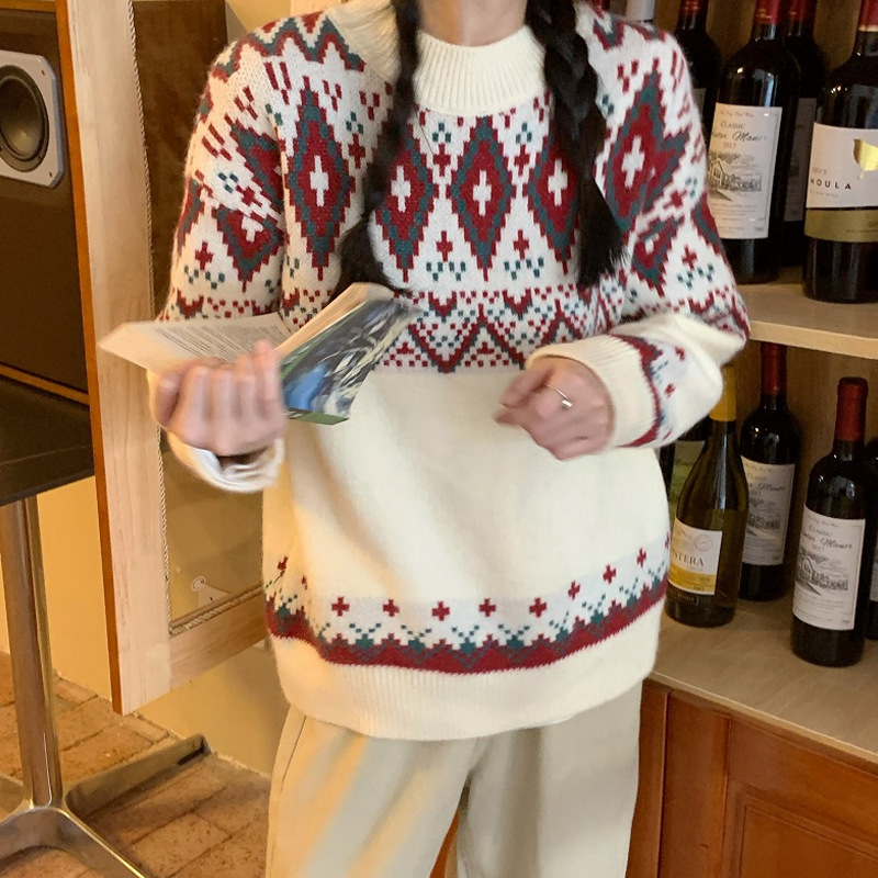 Christmas Sweater - Cozy Autumn Winter Loose Fit Retro Knit Pullover for Women & Men | Perfect for Holiday Parties, Family Gatherings & Casual Winter Wear