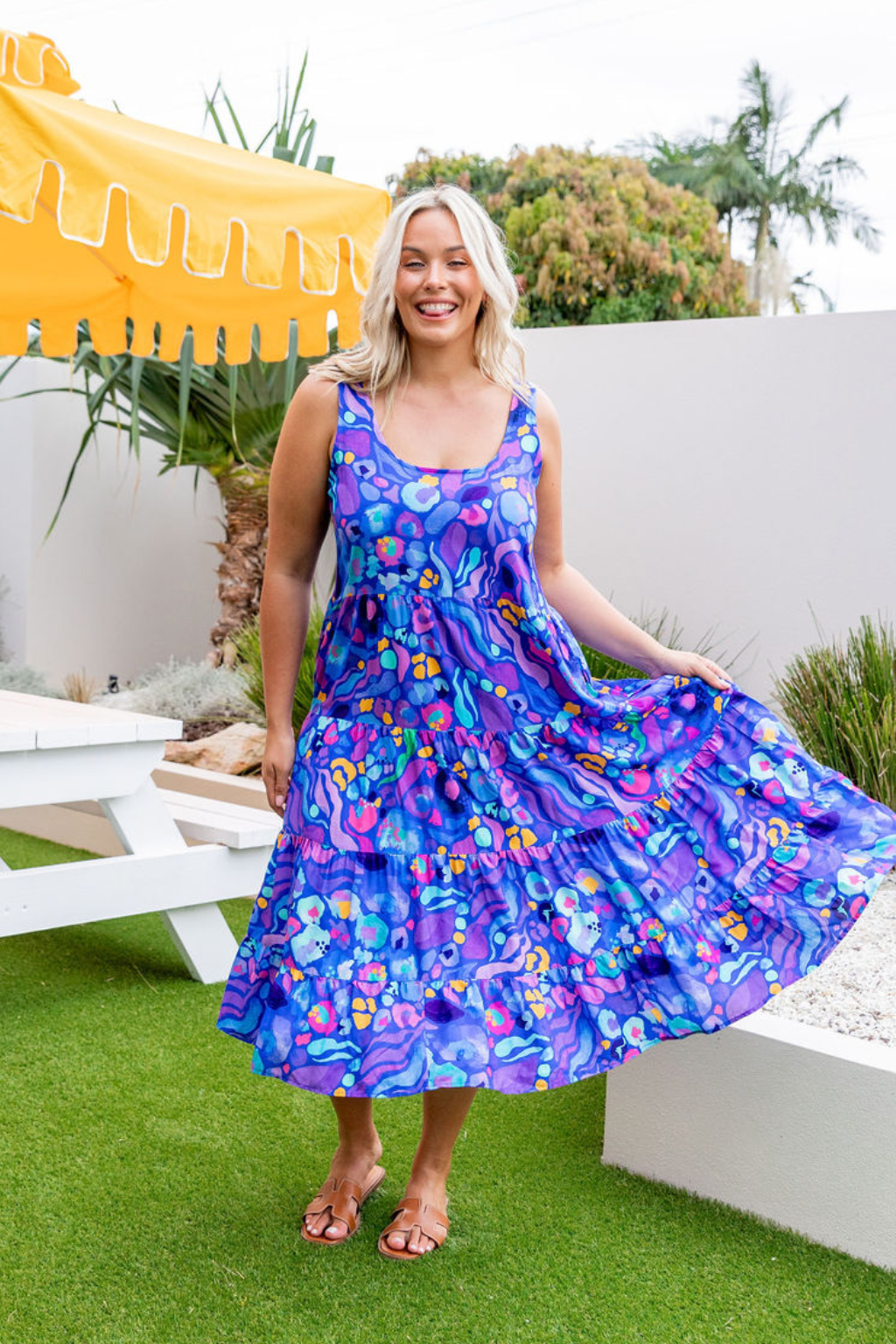 Kasey Rainbow Ronnie Dress in Reef - Stylish Floral Summer Dress for Women | Perfect for Beach Vacations, Parties & Casual Outings