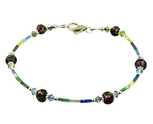 Amethyst Shimmer Twist Crystal Beaded Anklet - Elegant Adjustable Ankle Bracelet for Women | Perfect for Beach, Yoga, Boho Fashion & Summer Outfits
