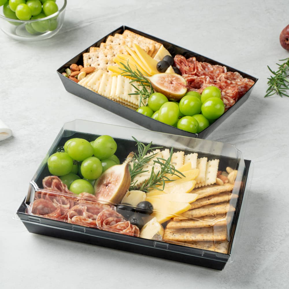 Restaurantware Matsuri Vision 9x6x1.5 Inch Large Disposable Sushi Trays - 100 Greaseproof Black Paper Sushi Containers for Entrees & Desserts (Lids Sold Separately) | Perfect for Japanese Restaurants, Catering & Takeout