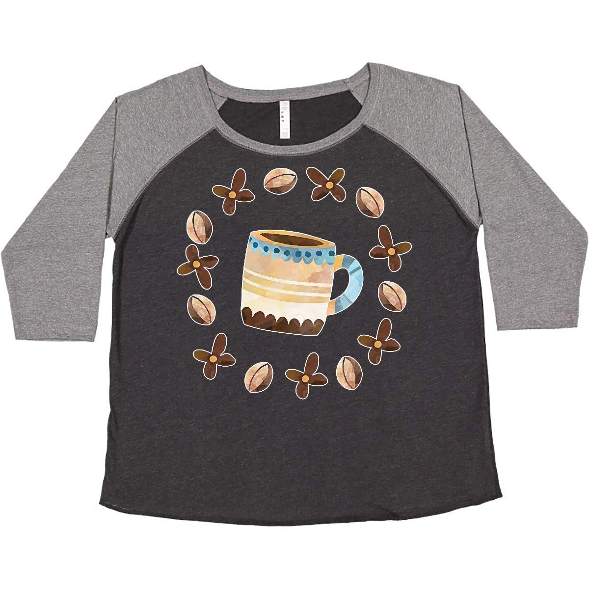Inktastic Coffee Beans & Flower Circle Design Women's Plus Size T-Shirt - Perfect for Coffee Lovers, Casual Wear & Gifts