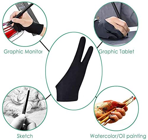 6-Piece Artist Gloves for Drawing Tablet (S/M/L) - Anti-Smudge Two-Finger Digital Art Gloves for Graphic Pen, iPad & Monitor Painting - Perfect for Procreate, Photoshop & Digital Sketching (Purple/Red)