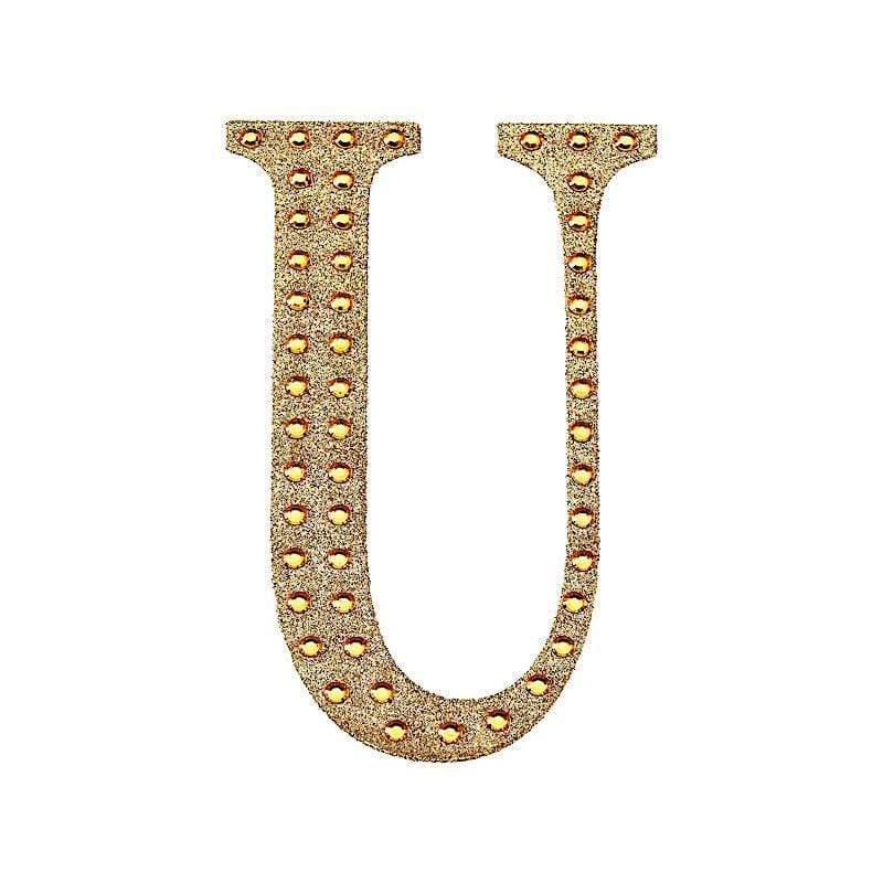 4 Inch Tall Self-Adhesive Rhinestone Letter Stickers - Gold Gem Decals for DIY Crafts, Scrapbooking & Home Decor