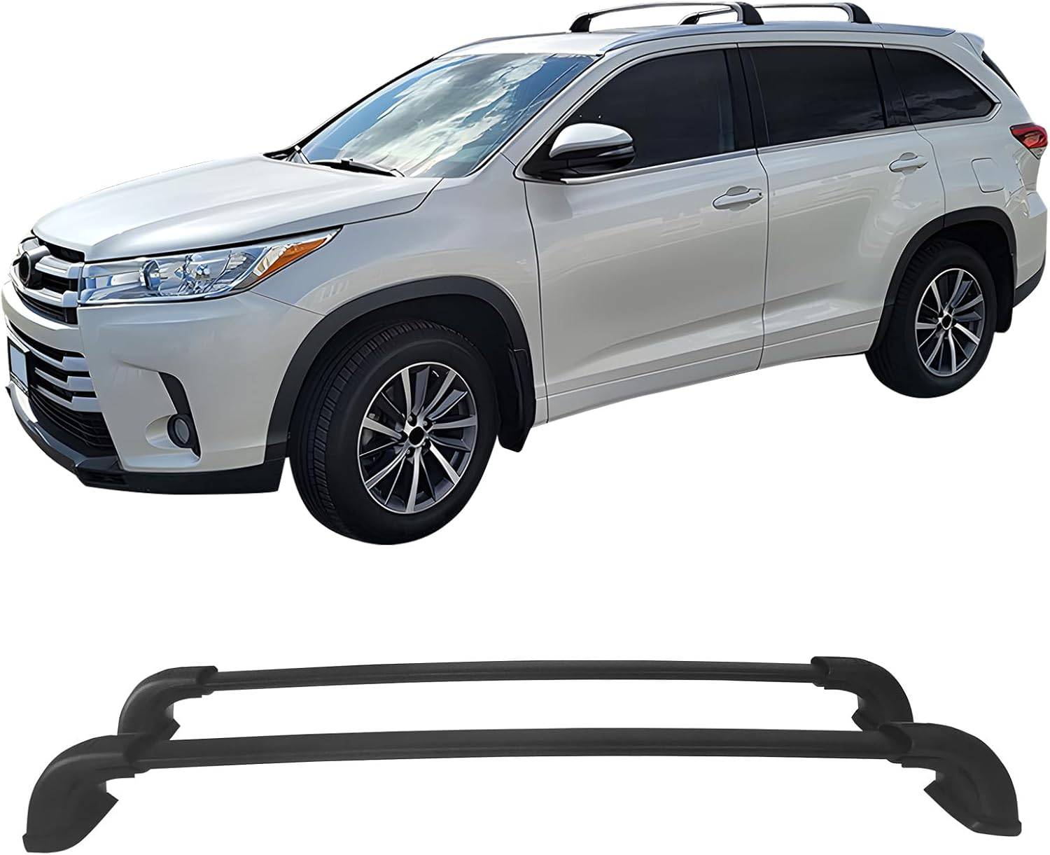 2014-2019 Toyota Highlander Aluminum Roof Rack Cross Bars - Heavy Duty Cargo Carrier for SUV - Perfect for Road Trips, Camping & Outdoor Adventures