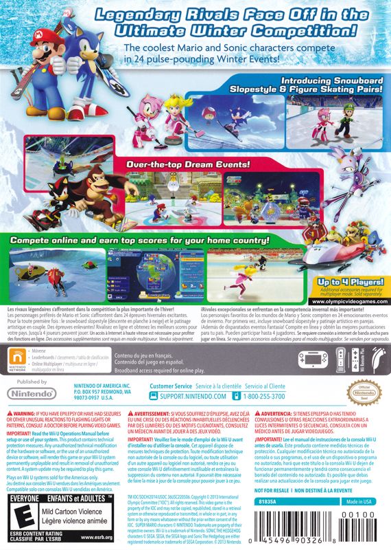 Mario & Sonic at the Sochi 2014 Olympic Winter Games - Nintendo Wii U Video Game - Fun Family Multiplayer Sports Adventure for Kids & Adults - Perfect for Parties & Game Nights