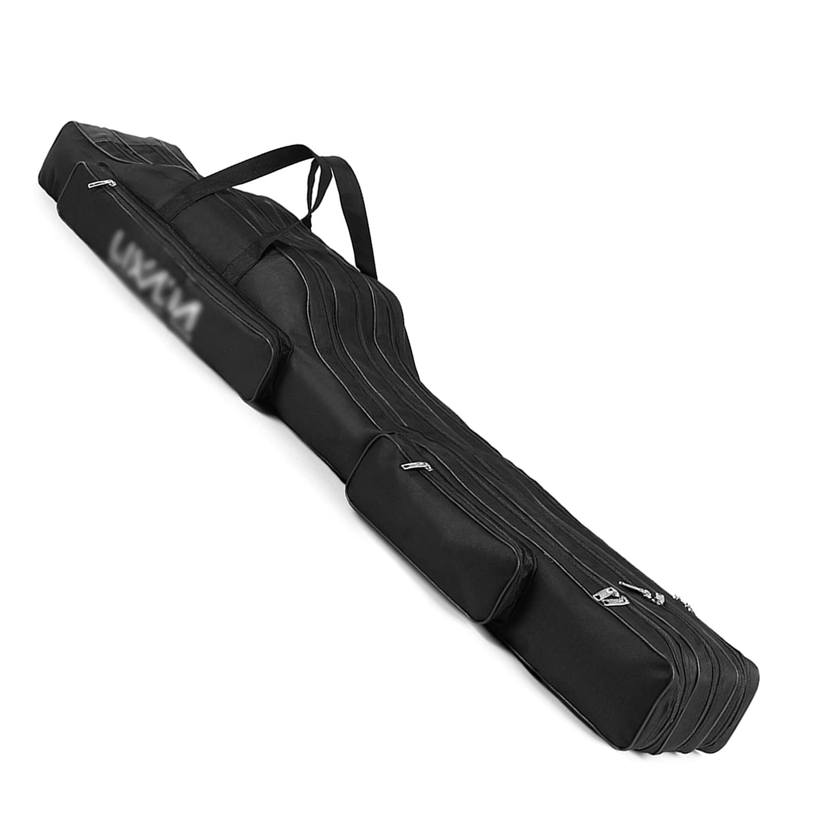TOMYEUS 130cm Portable Fishing Rod Bag - 3-Layer Waterproof Tackle Storage with Reel Holder for Travel & Outdoor Fishing Gear - Compact Folding Design for Easy Transport to Lakes, Rivers & Beach Fishing Trips