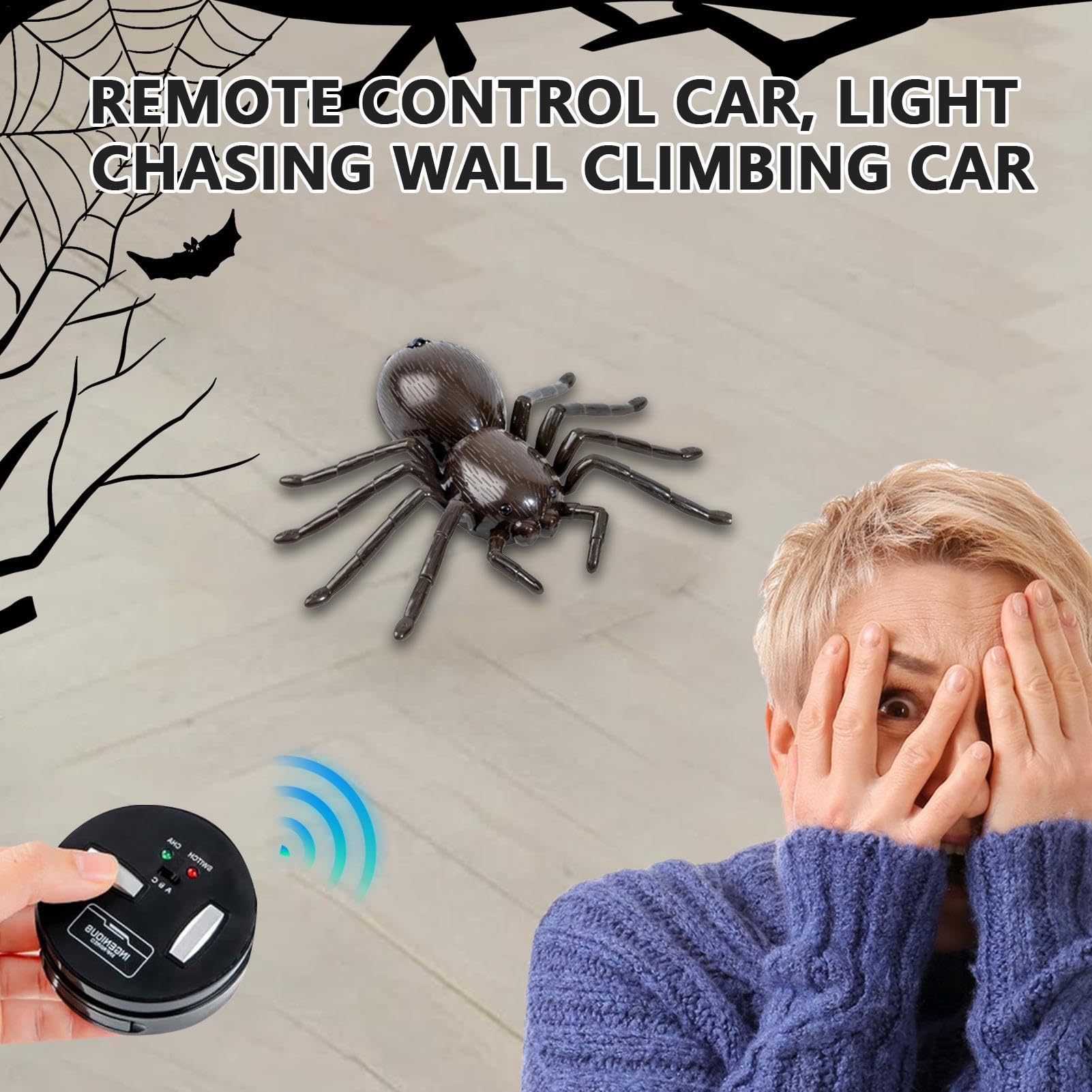 Realistic Remote Control Spider Toy with Glowing LED Lights - Halloween Prank Toy for Kids, Moving Legs & Scary Effects - Perfect for Halloween Parties, Pranks, Jokes & Scary Decorations (1pc)