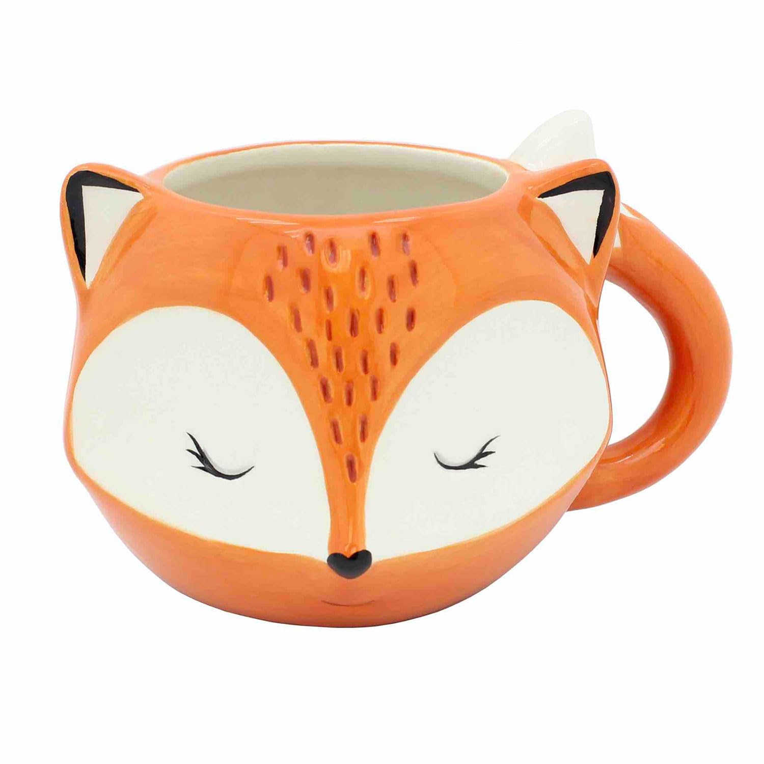 Ceramic Orange Fox Mug - Handcrafted Cute Animal Coffee Cup for Tea & Hot Drinks - Perfect Gift for Fox Lovers, Home & Office Use