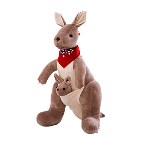 Soft Plush Kangaroo Toy with Baby - Cute & Huggable Stuffed Animal for Kids, Soothing Comfort Toy, Animated Flappy Kangaroo Mother & Baby Plush Doll (Dark Gray) - Perfect for Nursery Decor, Gift Giving & Cuddling