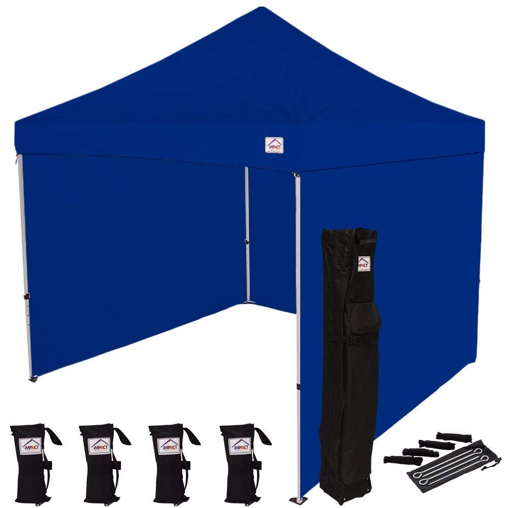 10' x 10' Instant Pop Up Canopy Tent with Aluminum Frame - Waterproof Outdoor Shelter with Sidewalls, Weight Bags & Carry Case - Perfect for Backyard Parties, Beach Outings, Camping & Tailgating (Royal Blue)
