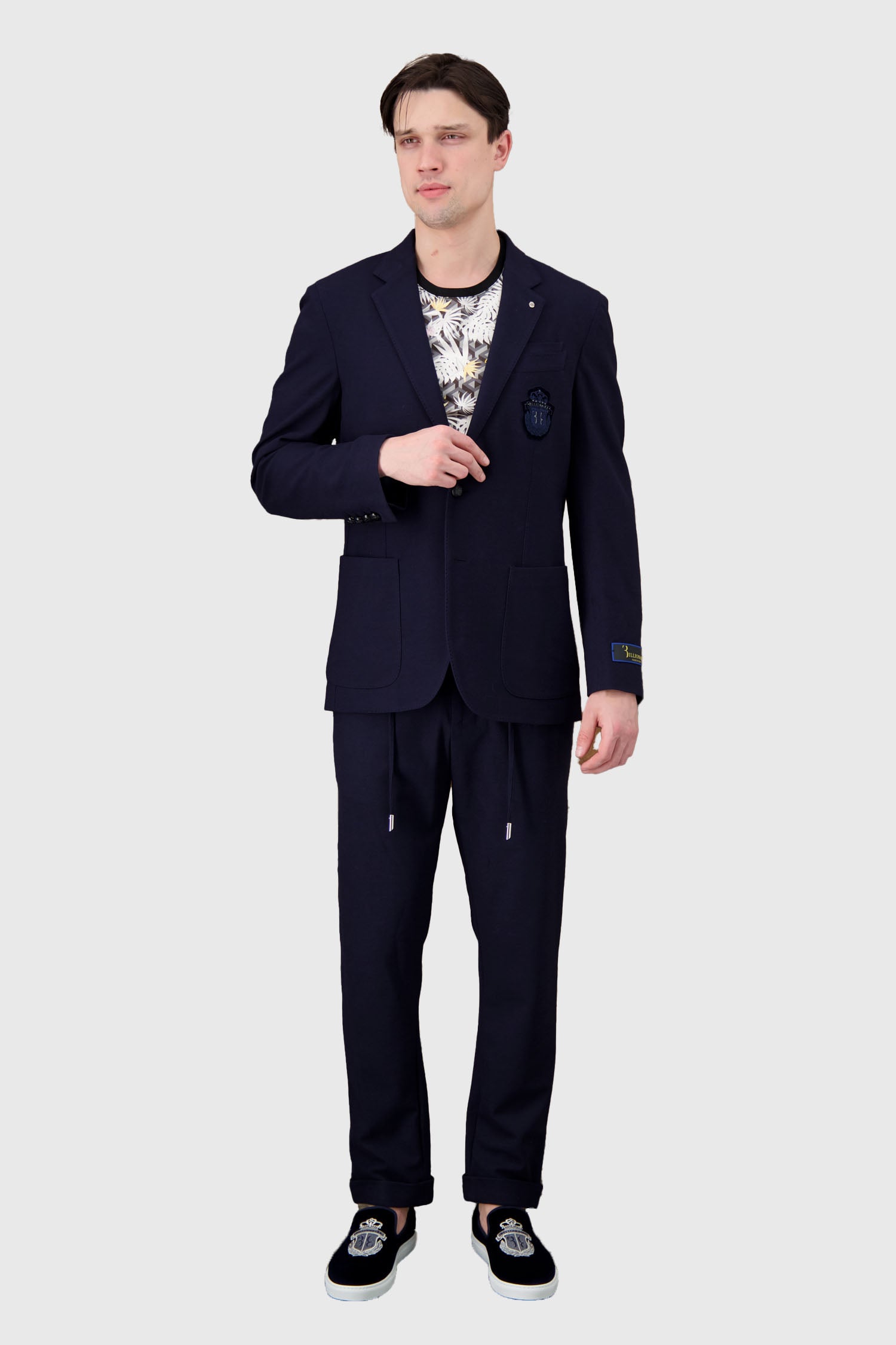 Premium Men's Dark Blue Blazer - Slim Fit Business Suit Jacket for Formal Occasions, Weddings & Office Wear | Billionaire Collection