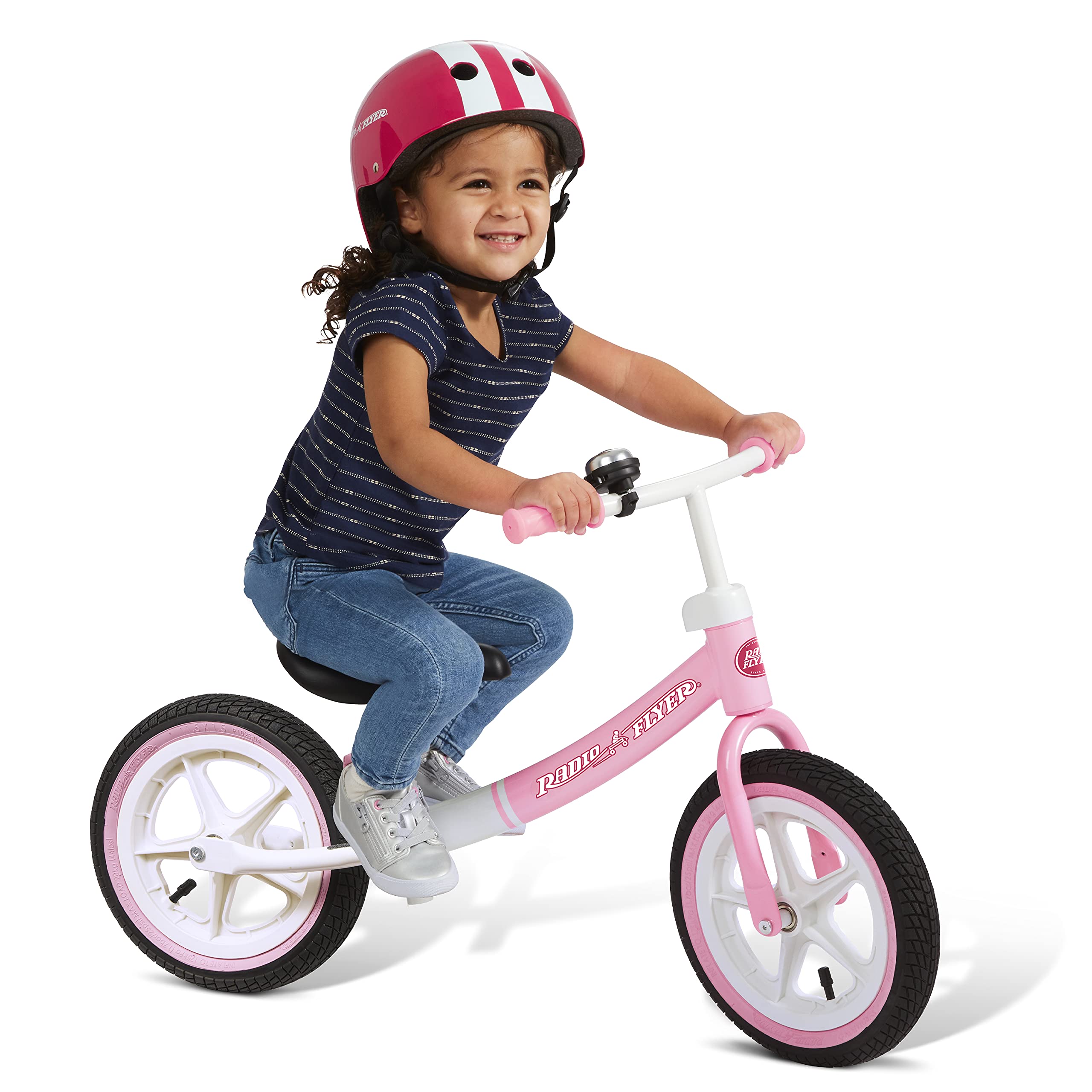 Radio Flyer Air Ride Balance Bike for Toddlers Ages 1.5-5 Years | Pink & White Training Bike with Air Tires | Amazon Exclusive | Perfect for Learning to Ride & Outdoor Play