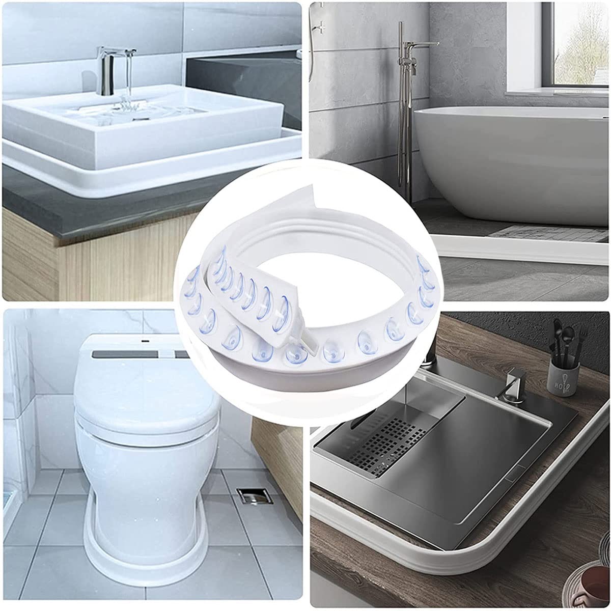 **Collapsible Silicone Shower Threshold Water Barrier - 200cm Water Dam with Suction Cups | Non-Slip Shower Floor Seal Strip & Splash Guard for Bathroom & Kitchen | Perfect for Sliding Doors, Tubs, and Wet Areas**