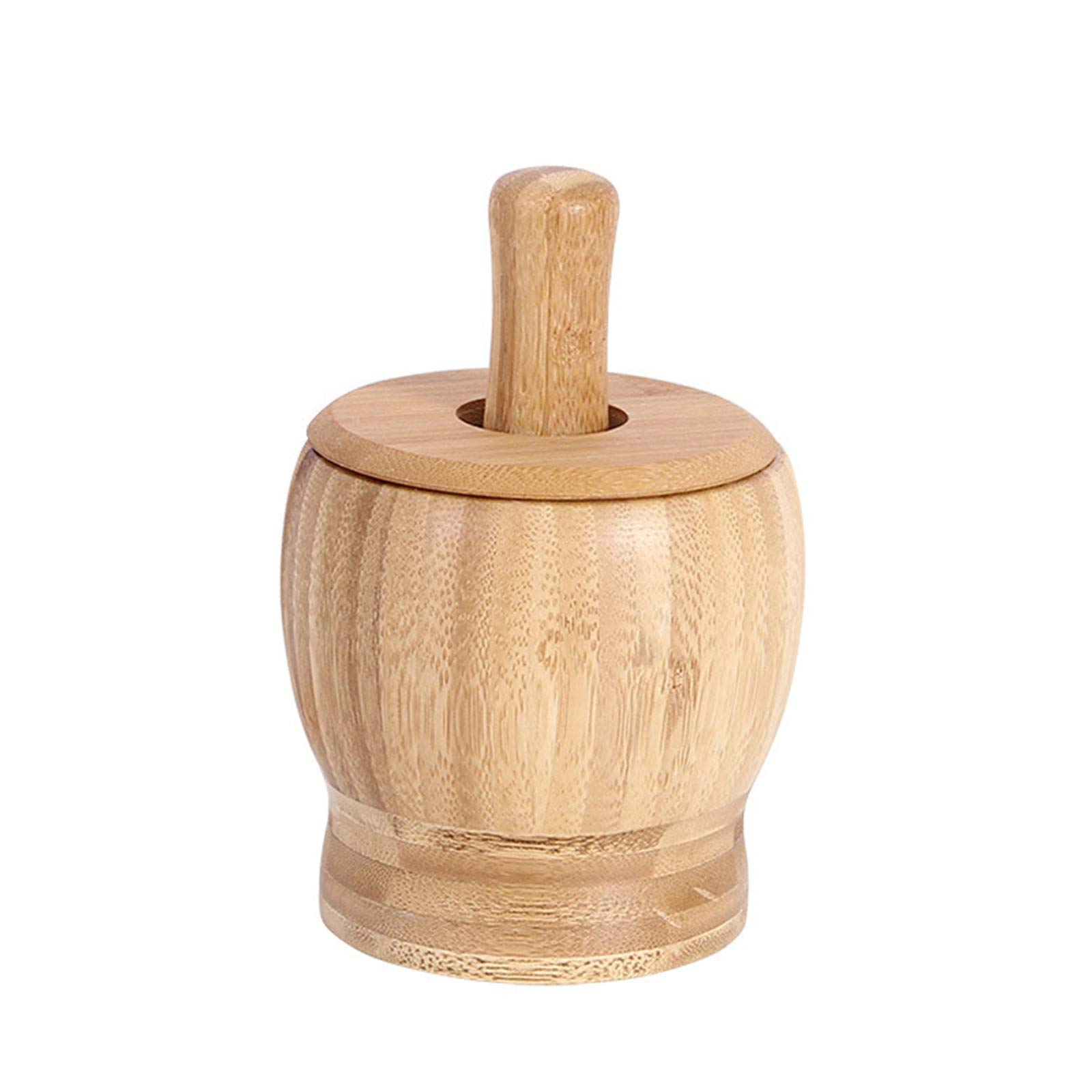 Premium Bamboo Garlic Crusher & Pestle and Mortar Set - Natural Wooden Grinder for Spices, Herbs, and Nuts - Perfect for Kitchen, Dining & Bar Use - Ideal for Crushing Garlic, Peppercorns, and Making Fresh Pesto