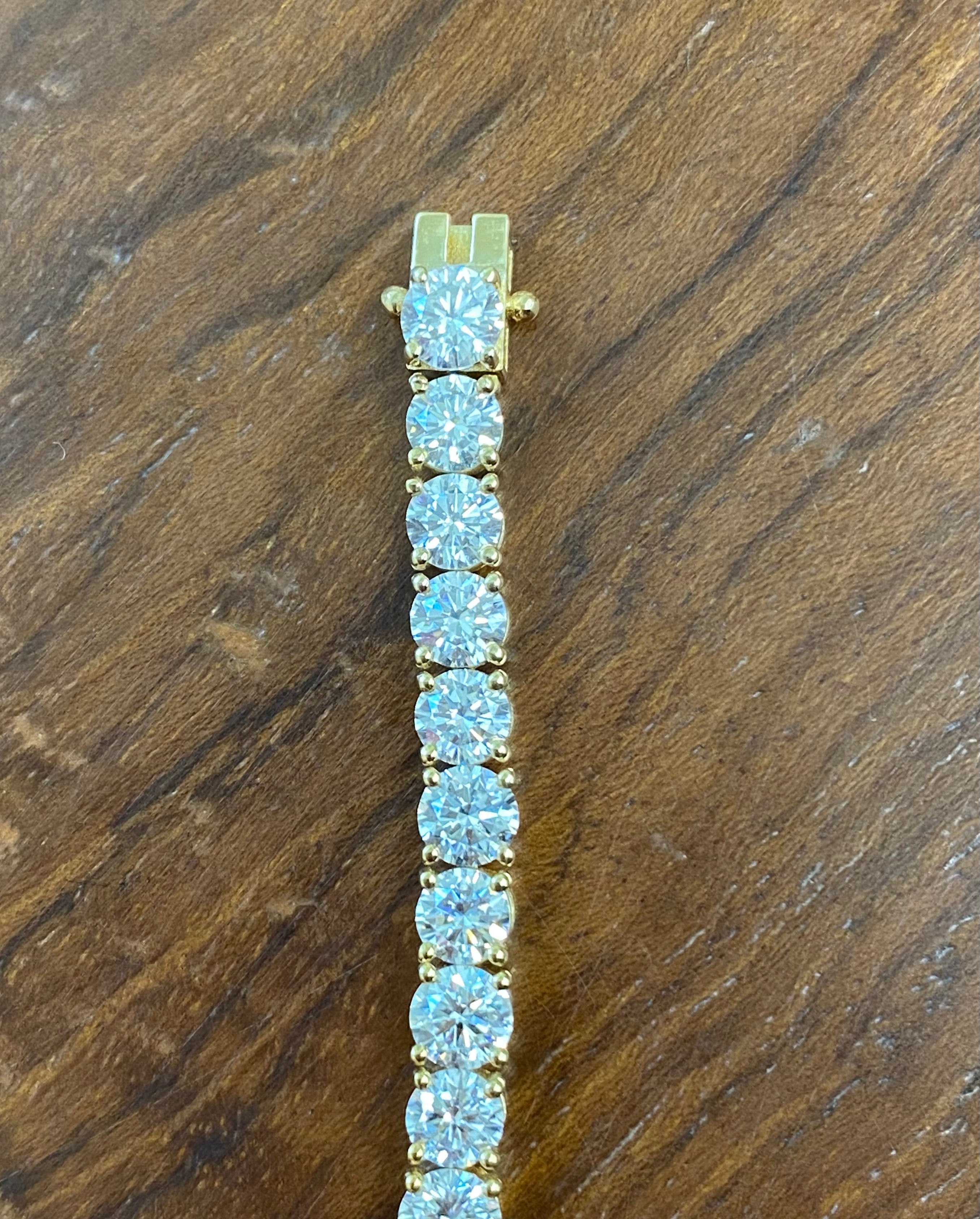 11.73 CT Lab-Created Yellow Diamond Tennis Bracelet - 7.25 Inches Elegant Gold Jewelry for Women, Perfect for Weddings, Parties & Special Occasions