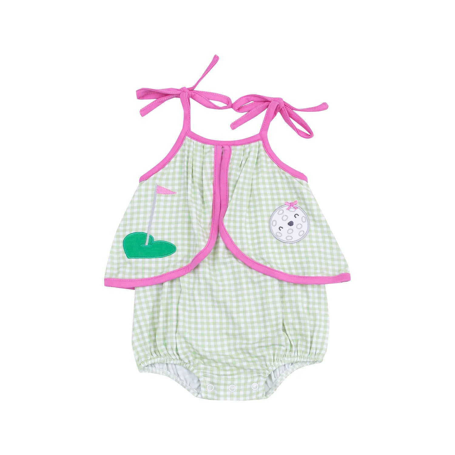 Angel Dear Baby Golf Applique Swing Front Sunsuit - Adorable Golf-Themed Romper for Infants & Toddlers - Perfect for Outdoor Play, Family Golf Outings & Summer Photoshoots