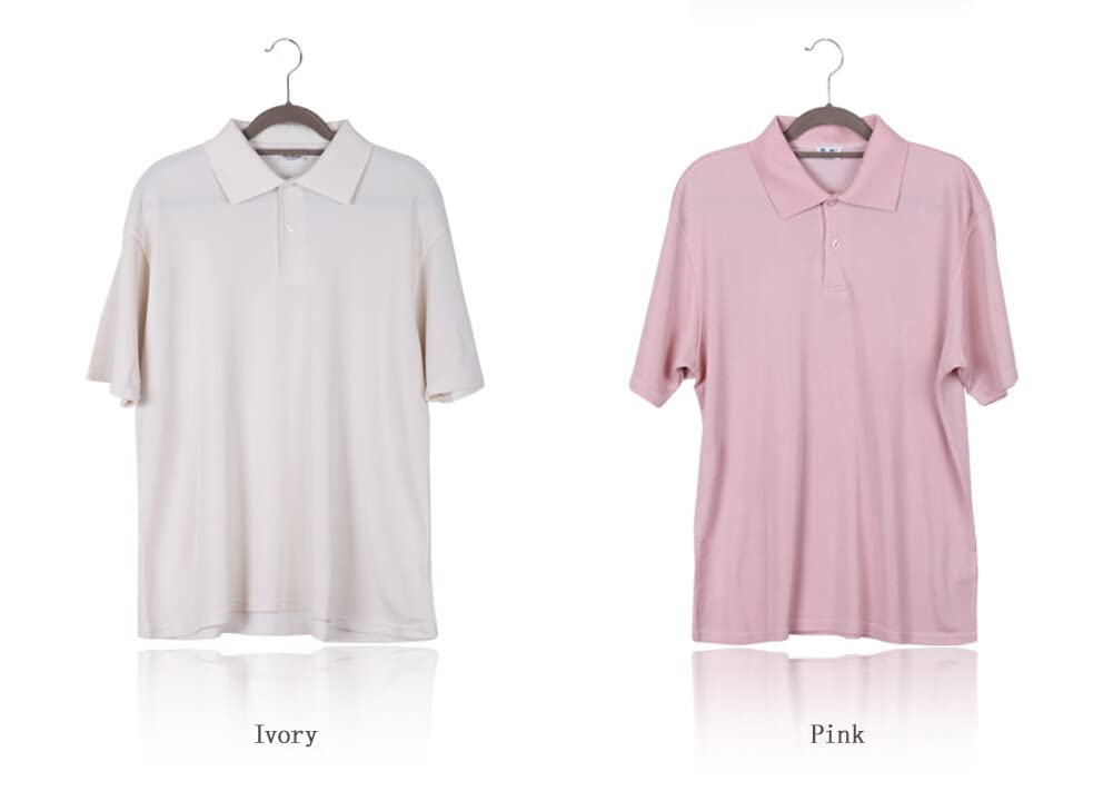 Forever Angel Men's 100% Silk Jersey Short Sleeve Polo Shirt - Premium Heavy Weight Silk for Business Casual & Summer Wear