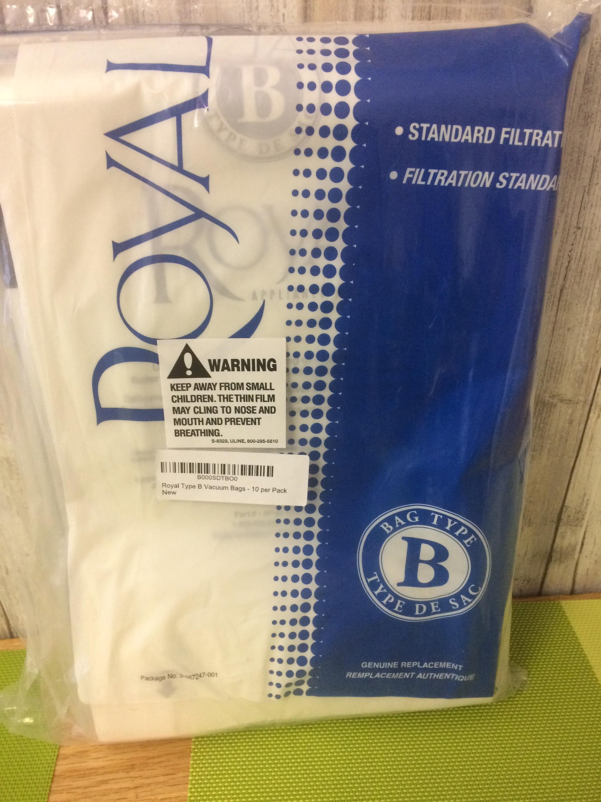Royal Type B Vacuum Bags - 10 Pack | Compatible with Most Vacuum Cleaners | Perfect for Home Cleaning & Pet Hair Removal
